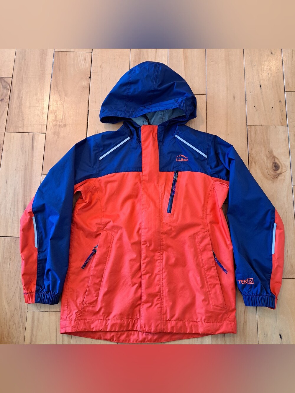 L.L.Bean Kids Trail Model Rain Jacket Rain Coat Colorblock Little Kids Size 6X/7